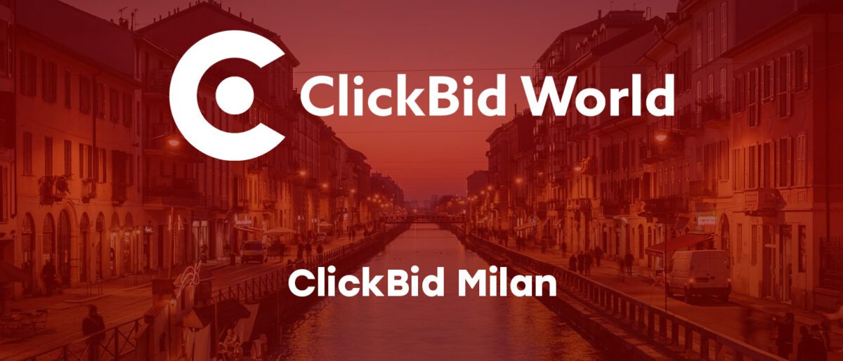 Networking and industry experts at ClickBid Meetup Milan 2025 rooftop event in Milan